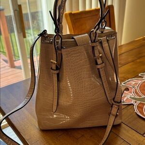 Moda Luxe Croc-Embossed Tan Shoulder Bag